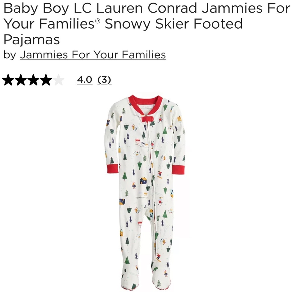 ISO -Lauren Conrad Jammie’s for your family snowy skier onesie size 9-12 months
